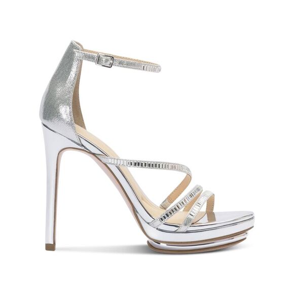 JESSICA SIMPSON Womens Silver 1" Platform Embla Toe Stiletto Heeled Sandal 8 M - Picture 2 of 4